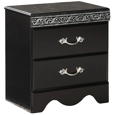 Nightstand with Gold or Silver Colored Moldings